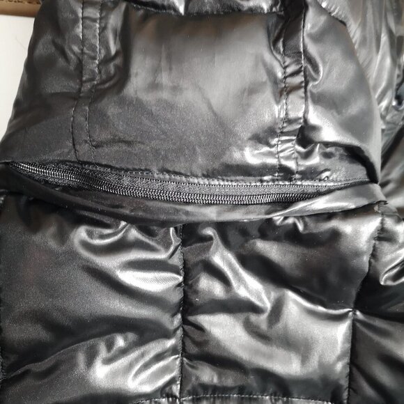 Old Navy Ladies Size Medium Shiny Black Fleece Lined Puffer Bomber Jacket - Picture 9 of 12